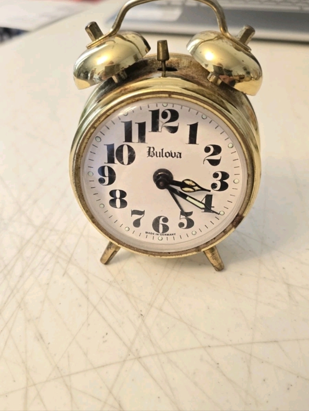 Vintage Bulova Twin Bell Alarm Clock Made in Germany Parts Only Condition Issues